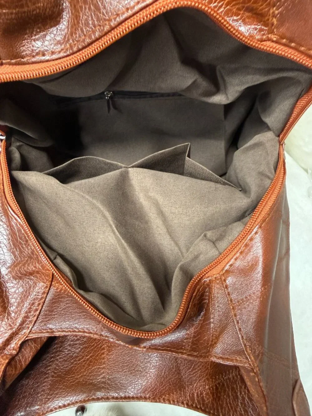 Brown Faux Leather Shoulder Bag with Matching Bag Charm & Pen